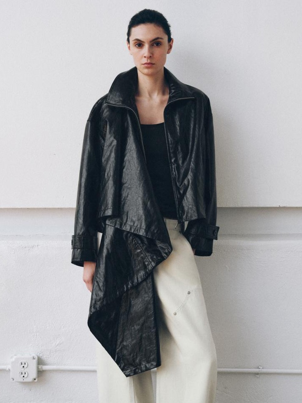 NWT Zara Woman Bloggers Fav FAUX LEATHER JACKET WITH SCARF ZW COLLECTION Size M